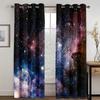 Blue Purple Galaxy Window Curtains, Left and Right Double Opening,Space Planet Stars Light-filtering Curtain Drapes for Bedroom