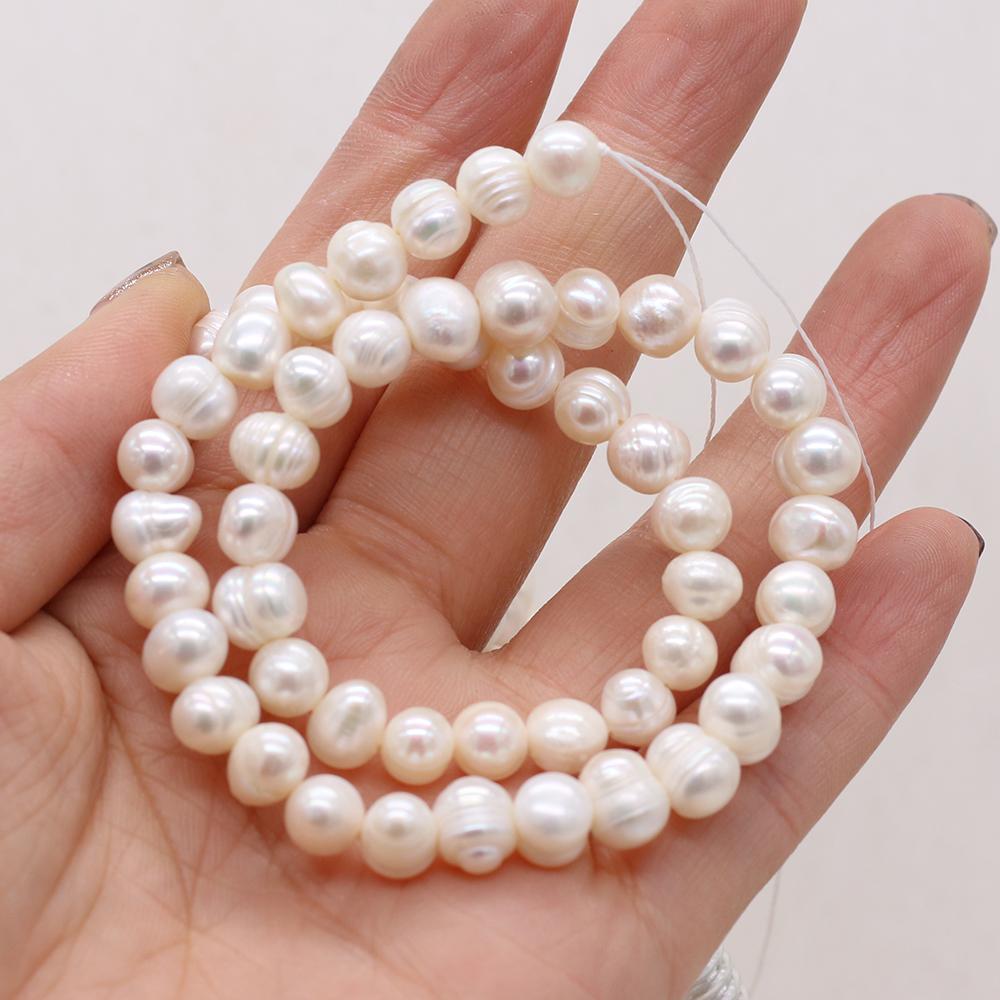 

Luxury Natural Freshwater Near Round Pearls 7-8mm, 36cm Strand Handmade Wedding Jewelry Accessories 1String/7-8mm-36cm білий