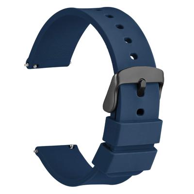 Kautschukarmband aus Silikon, 20 mm, wasserdicht, Ersatzarmband für Uhren, Schnellverschluss, Gummi-Uhrenarmbandschnalle [WOCCI], Marineblau/Schwarz