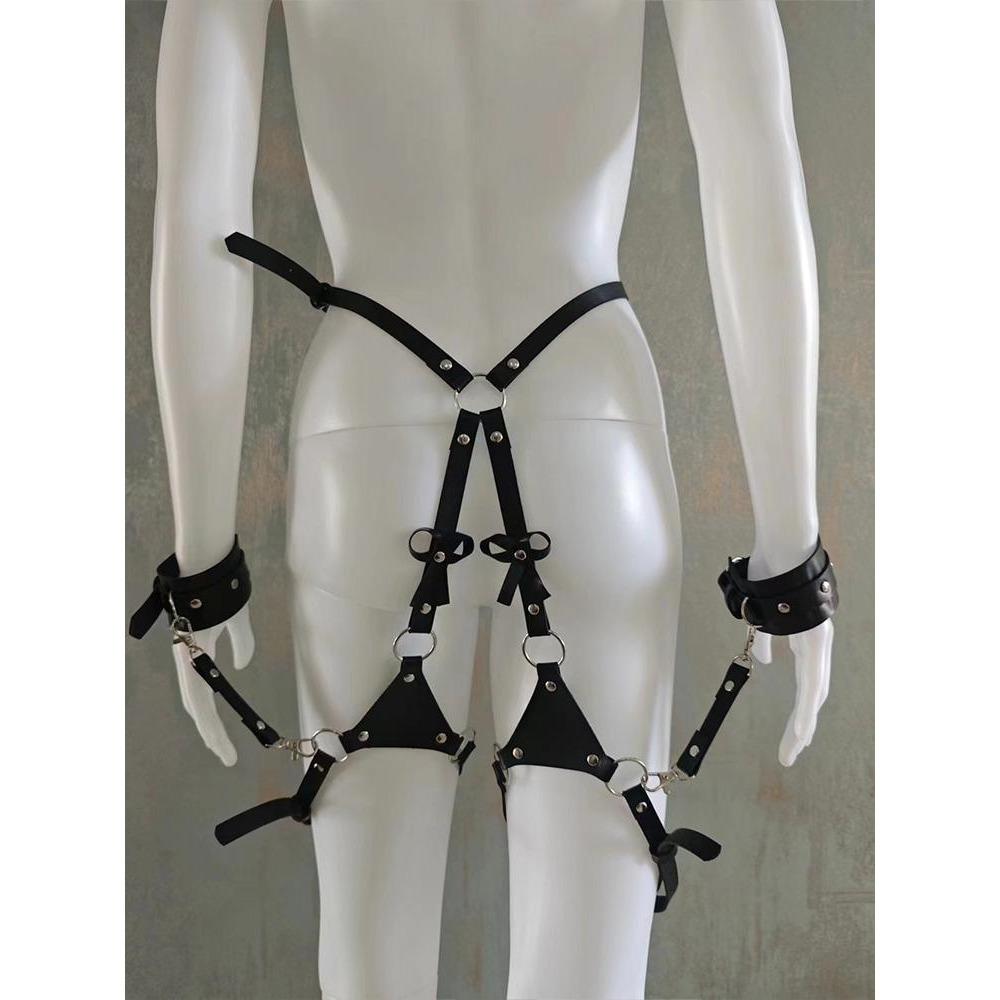 Hand Leg Restraint Collar Leash Handcuffs Leg Cuff Eye Blinder Sex Toy Set Backhandcuff Neck Leashes Silky Eye Patch