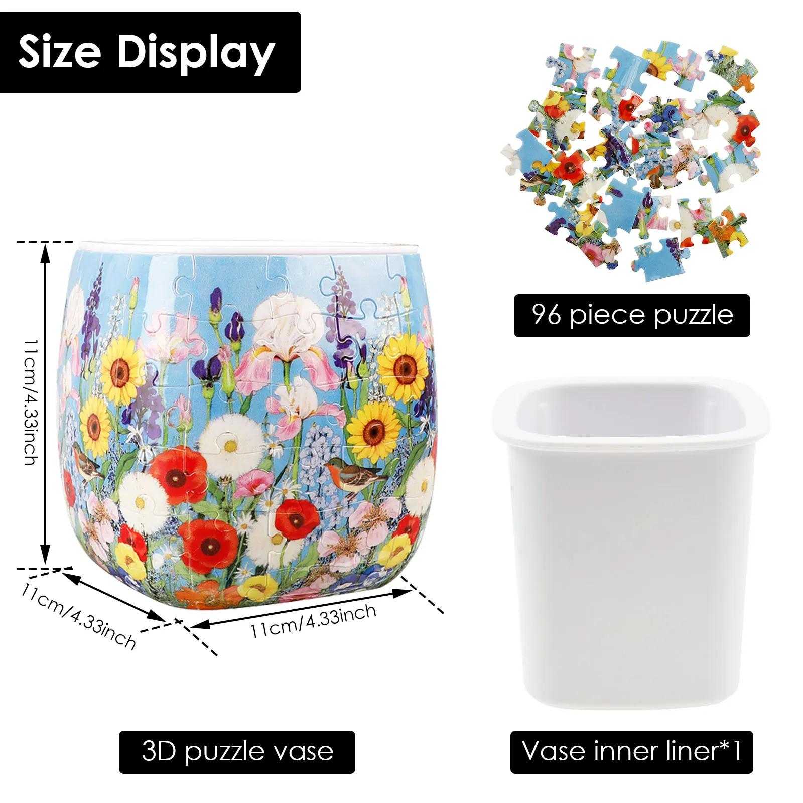 

3D Puzzle Planter DIY Plastic Flower Vase Ornaments Home Accent with 96Pcs Puzzles Flower Pot for Indoor Cactus Succulents