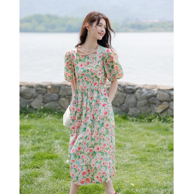 Mocana Floral Oil Painting Midi Dress XL