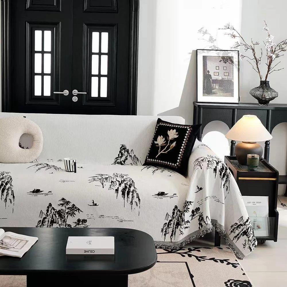 1pcs Mountain Pattern Simple Sofa Covers Four Season Universal Anti Slip Couch Cushion All-inclusive ArmChair Protector Mats