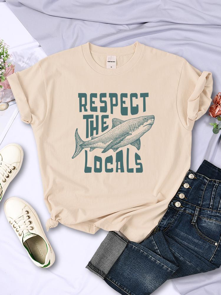 Respect The Locals Shark New 3D Prints Women Tee Clothing Casual Personality T Shirts Street Hip Hop Short Sleeve Summer Womans Tops