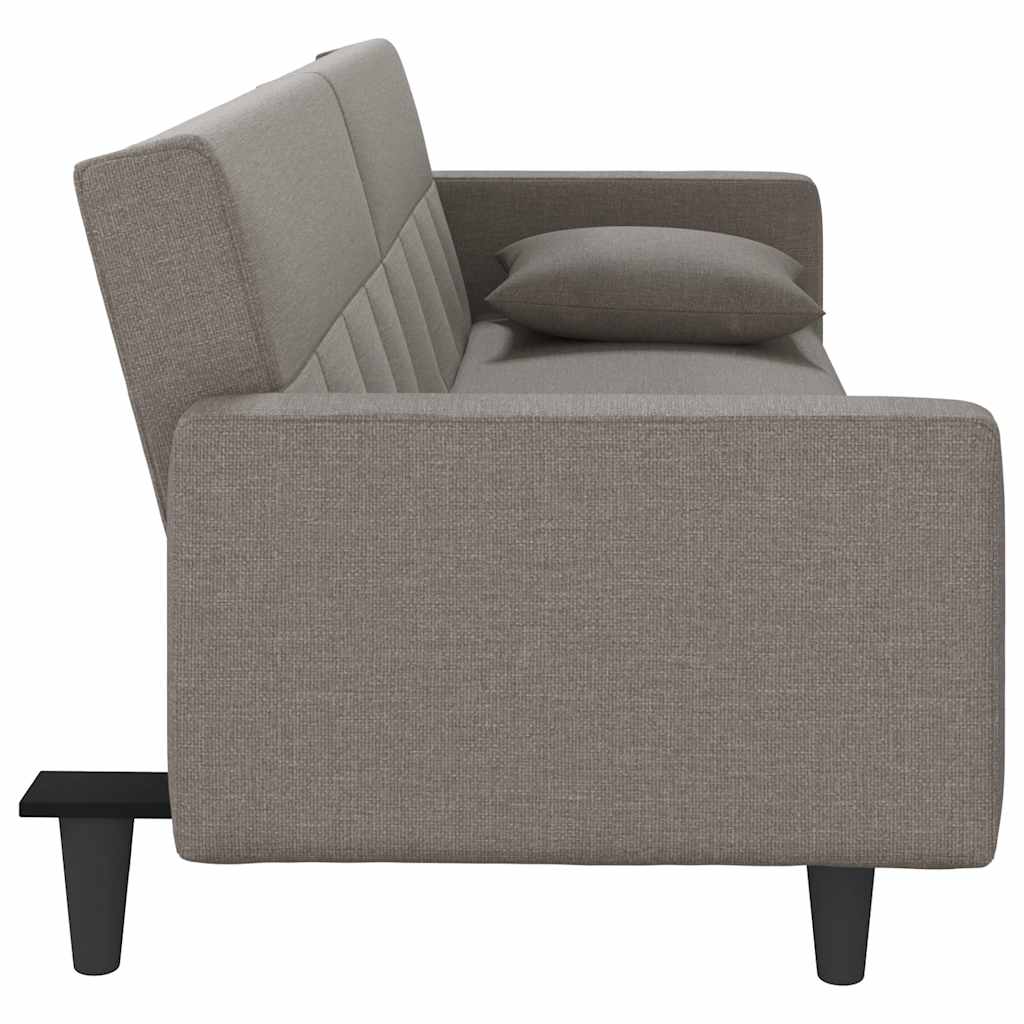 Sofa Bed with Cushions Taupe Fabric