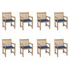 Maison Exclusive - Chaises de jardin lot de 8 avec coussins bleu royal Bois teck
