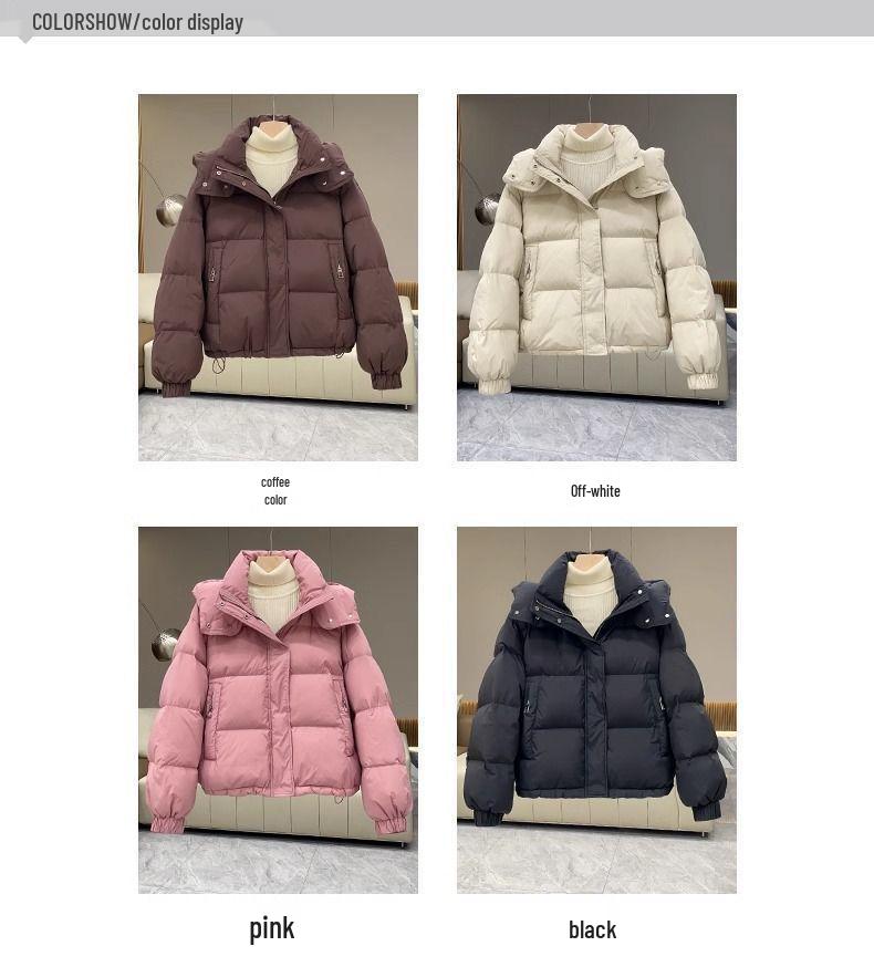 Petite 2025 Korean-Style Hooded Down Jacket - Short, Loose-Fit, Cotton-Padded for Winter