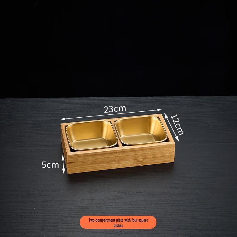 Bamboo & Wood Divided Serving Platter for Hotpot & BBQ