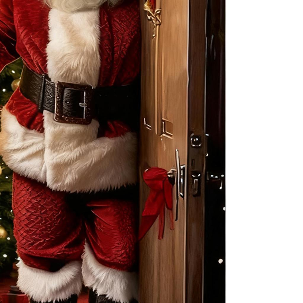 Santa Door Cover Decoration Winter Holiday Polyester Festive Christmas Holiday Front Door Cover For Entrance Courtyard Shop