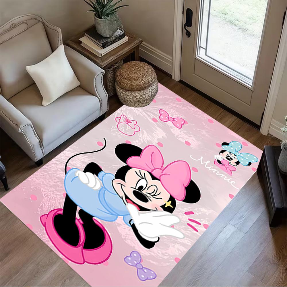 Minnie Mouse Floral Fantasy Area Rug Suitable for Dormitory Playrooms Dining Room Kitchen Antislip Carpet Office home decor Gift for Festivals