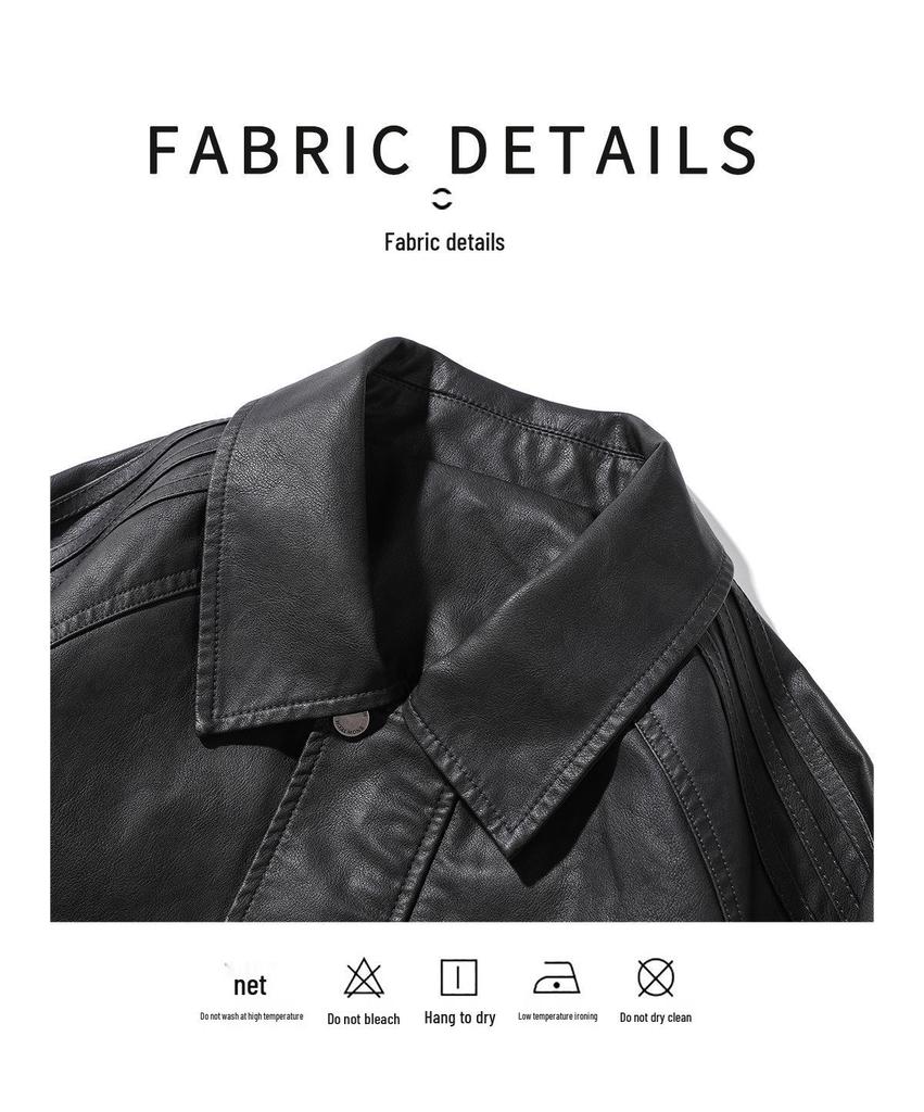 Herren Hochwertige Amerikanische Retro Leder Motorradjacke - Herbst/Winter 2025, Kurz, Mit Samt gefüttert, Große Größen, Trendige Marke