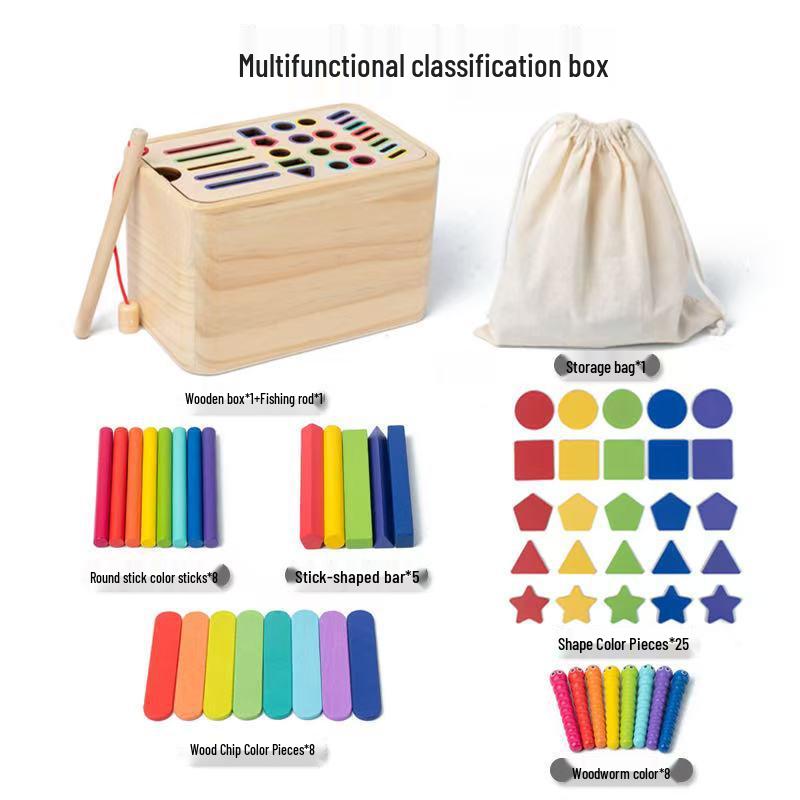 Montessori Wooden Color and Shape Sorting Cup Set for Early Learning and Grip Development 