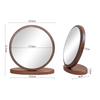 Hohoemi 20cm Compact Mirror, MDF Walnut Finish, Safety Certified, Round, Tabletop Mirror, Lightweight, for Rental Apartments, Women
