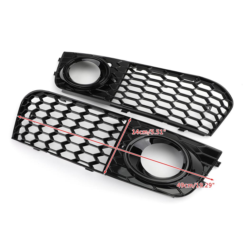 Pair Honeycomb Mesh Fog Light Open Vent Grill Intake For  A4 B8 2009-2012