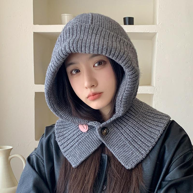 Korean Balaclava Hat Women's Winter Warm Hat Scarf Integrated Couple's Ear Protection Wool Knitted Hat