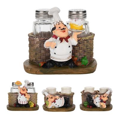 Niedliche Chef-Statue, Salz- und Pfefferflaschenhalter, Ornamente, Heimdekoration, Küche, Kunstharz, Kunsthandwerk