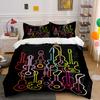 Colorful Neon Guitar Silhouettes. Bedding Sets Duvet Cover Sets Duvet Covers Pillowcases(1 * Duvet Cover 2 * Pillowcases Without Duvet Insert)