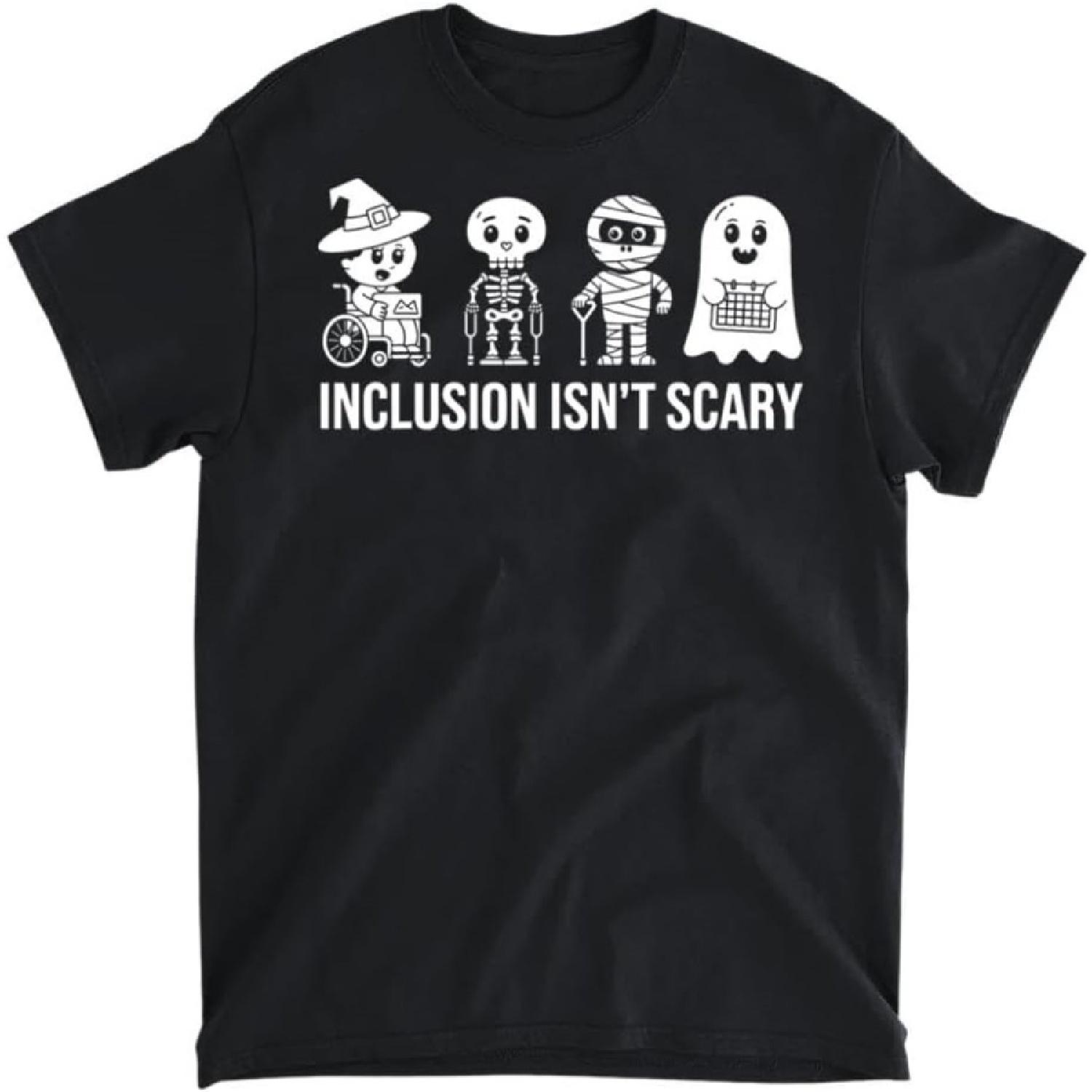 Inclusion Isn t Scary Halloween Sped Teacher Ghost Mummy T-Shirt, Tank Top, Long Sleeve Shirt, Sweatshirt, Hoodie Men Women Kids Made in Canada S