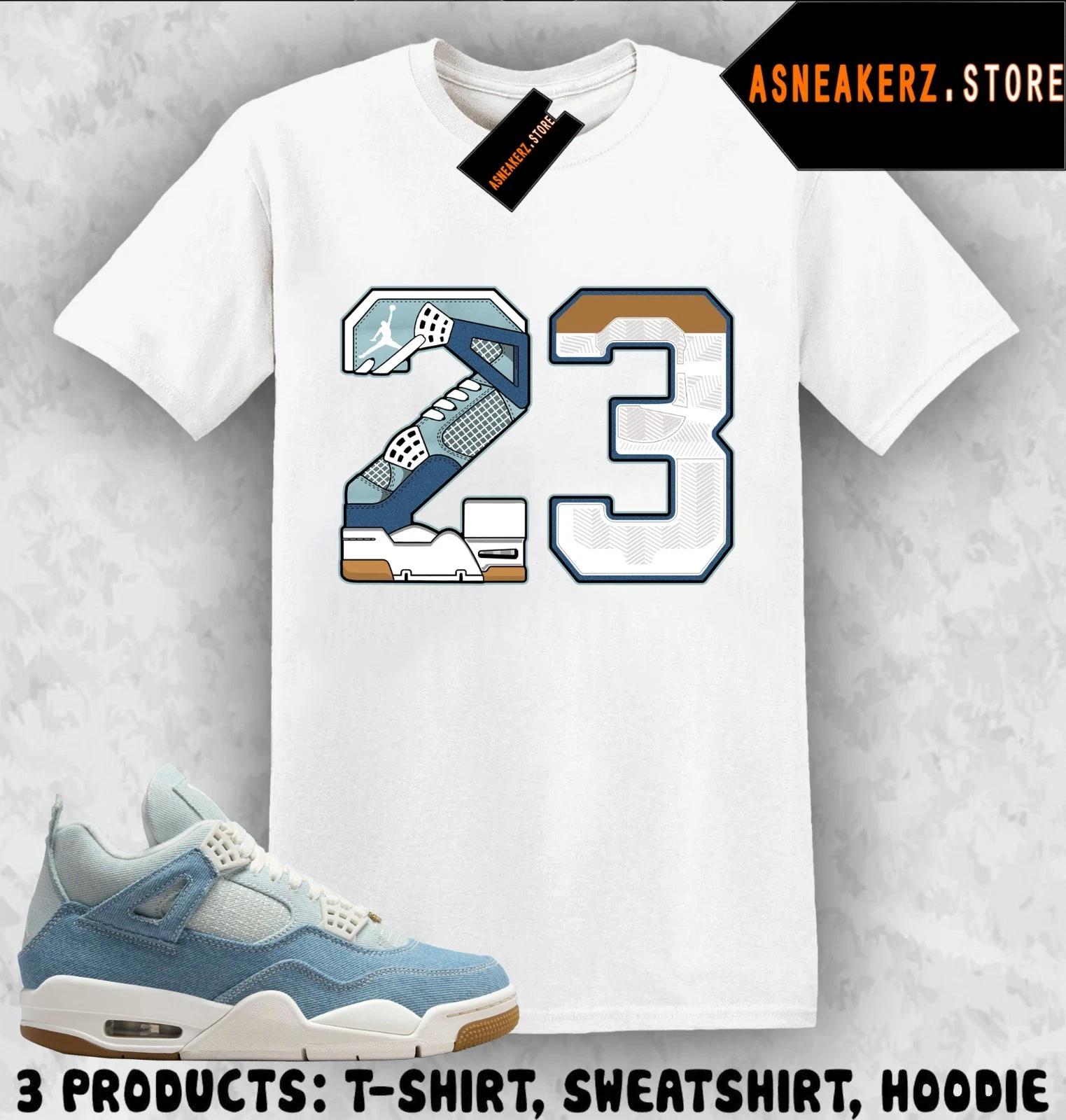

Tee Shirt Matching AJ 4 Denim Worn Blue To Match Sneaker Retro Number 23 T shirt M
