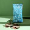 Automatic Closing Sun Glasses Case Mucha Painting PU Leather Glasses Box Waterproof Portable Sunglasses Protective Cover Unisex