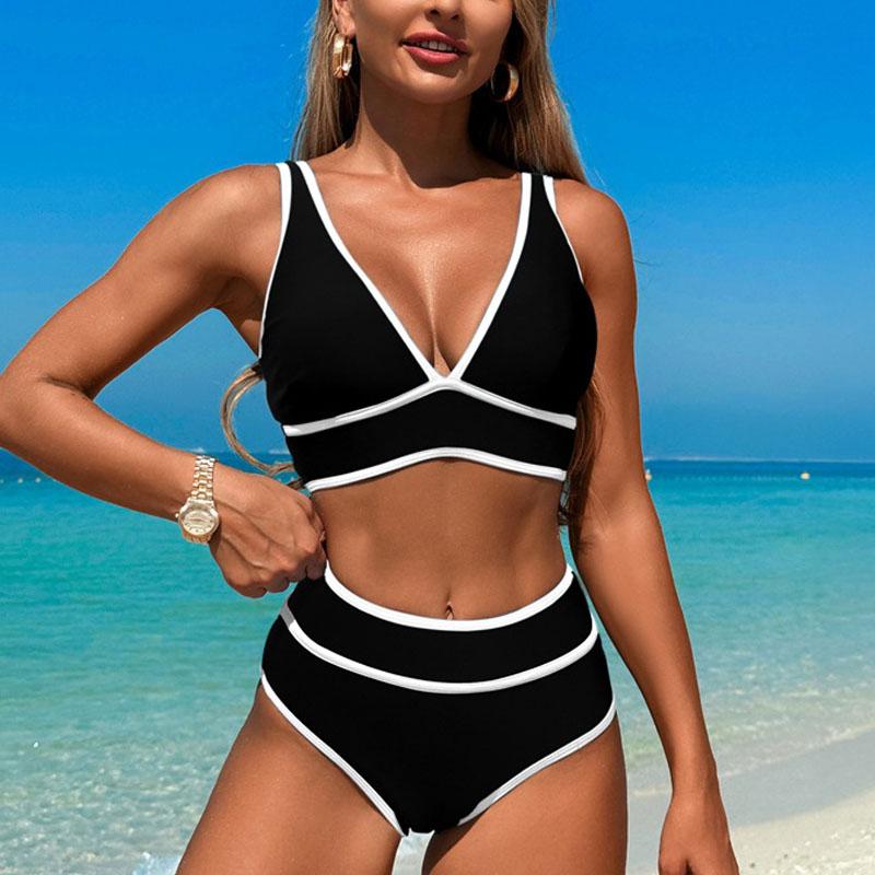 Neu Bikini Kontrast Farbe Bkinis Frauen Badeanzüge Bademode Push Up Zwei Stück
