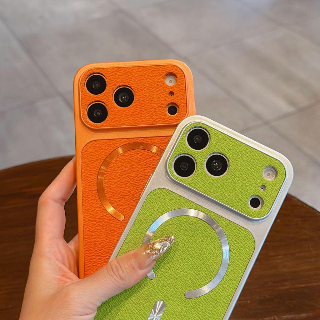 iPhone 14/15/16/17 Pro Max Magnetic Leather Texture Drop-Proof Protective Case