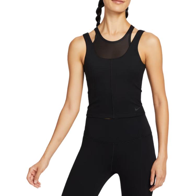 

Nike Solid Color Sleeveless Fitted Crop Tank Top Women tops Black HV3654-010 XL