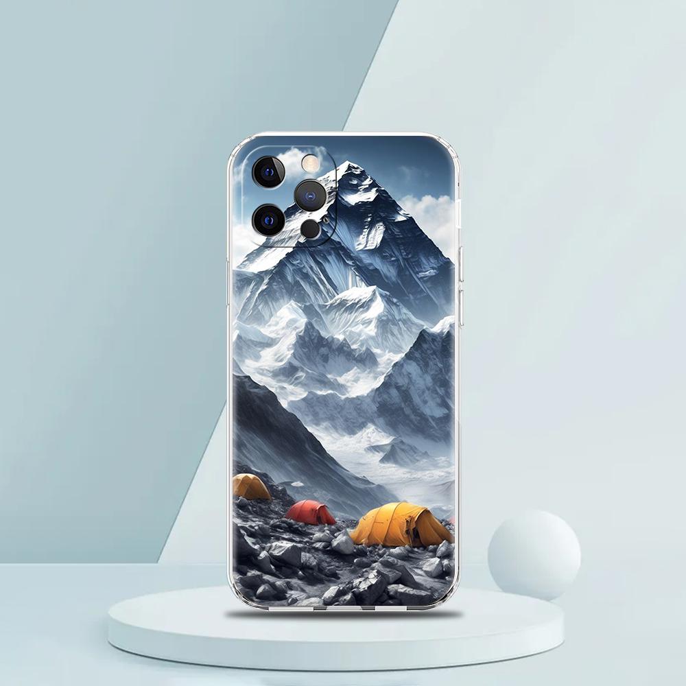 Everest Mountain World First Luxury Phone Case For iPhone 16 15 14 13 12 11 Pro Max XS X XR SE 7 8 Plus Silicone Clear Cover