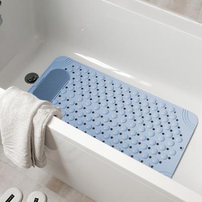 Bathtub Anti Slip Pad Blue Bubble Massage Mat Bathroom Shower Anti Fall Floor Mats with Suction Cup Drain Quick Drying Bathroom Products Unisex 1pcs