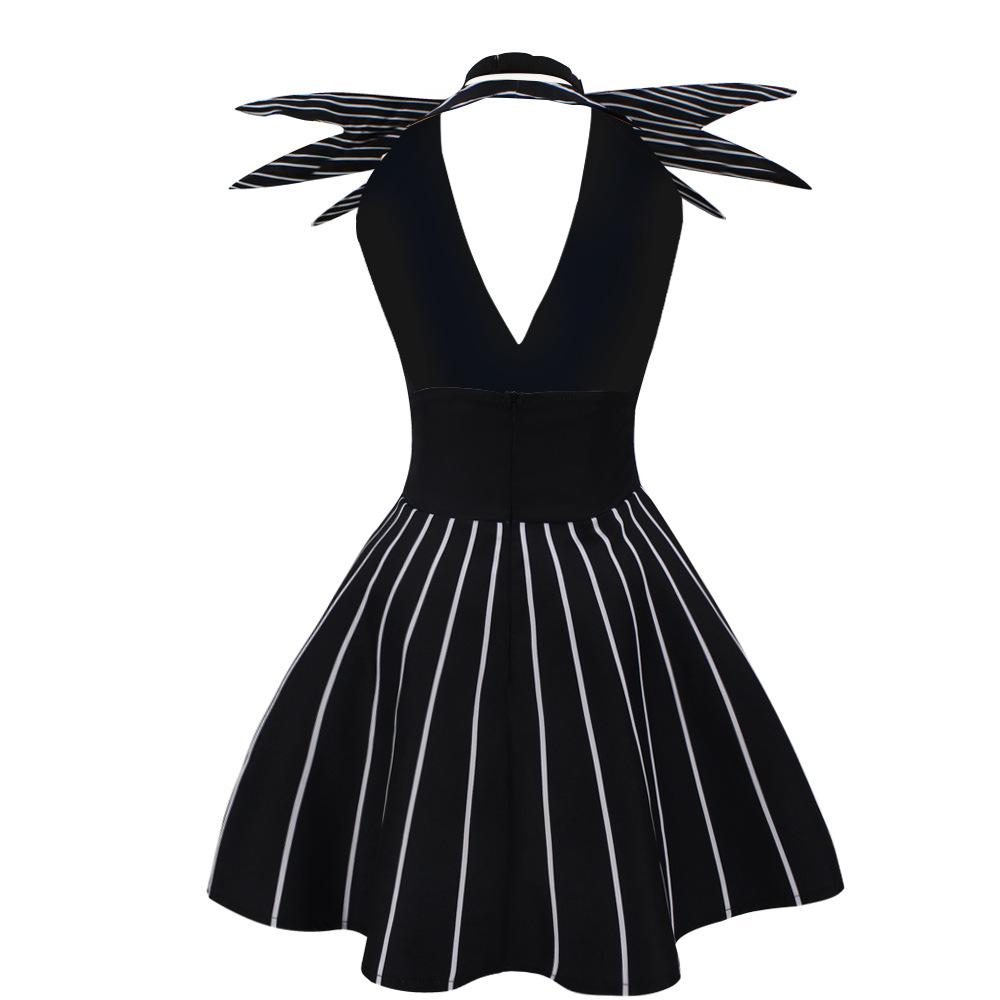 Anime Jack Skellington Cosplay Costume Christmas Outfit Black Stripe Dress For Woman Halloween Costume For Woman