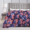4th of July USA Super Warm Blanket Camping Plush Throw Blanket Graphic Bedroom Flannel Bedspread Sofa Bed Cover