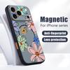 Cartoon Floral Pattern Case For iPhone 17 Pro Max Magnetic For Magsafe Hybrid Slim Matte Cover For iPhone 16 15 14 13 Pro Max Daisies Peach Blossom
