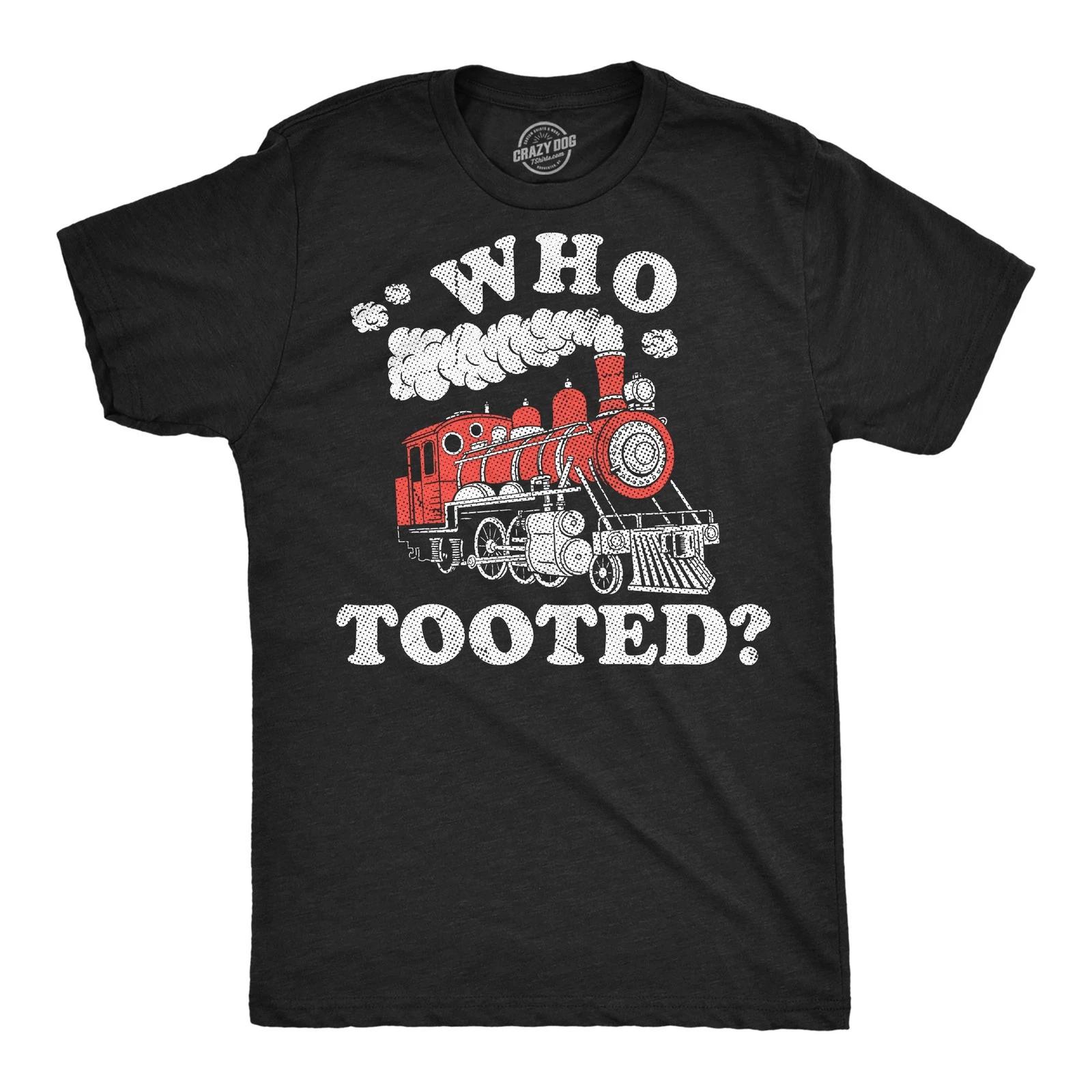 Mens Funny T Shirts Who Tooted Sarcastic Train Fart Joke Tee For Men S