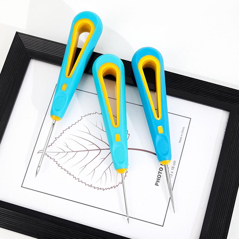 Lezna Para Reparar Zapatos de Cuero Costura Herramienta de Zapatero Manualidades DIY Recta Curva y Aguja de Gancho con Agujero Perforador Punzón Costurero