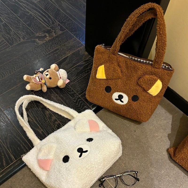 Borsa a Mano Borsa Peluche Anime Giapponese Rilakkuma 33cm Resistente alle Macchie Resistente all'Usura Custodia per Tablet Cosmetici Borsa a Spalla da Viaggio Regali