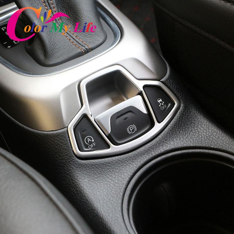 Color My Life Auto-Innenraum-Mittelkonsolen-Handbremsknopf-Abdeckungs-Ordnungsaufkleber für Jeep Compass 2017- Renegade 2015