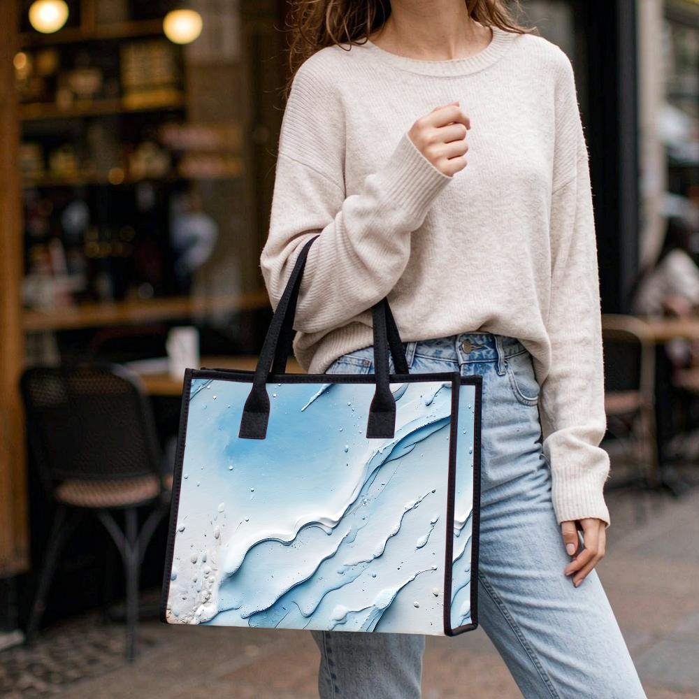 Fashion Water Pattern Printed Tote Bag Daily Casual Large Capacity Portable Shoulder Bag for Women