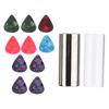 2Pcs Guitar Slide Stainless Steel Glass Tuning Bar with Celluloid Picks Playing Accessories