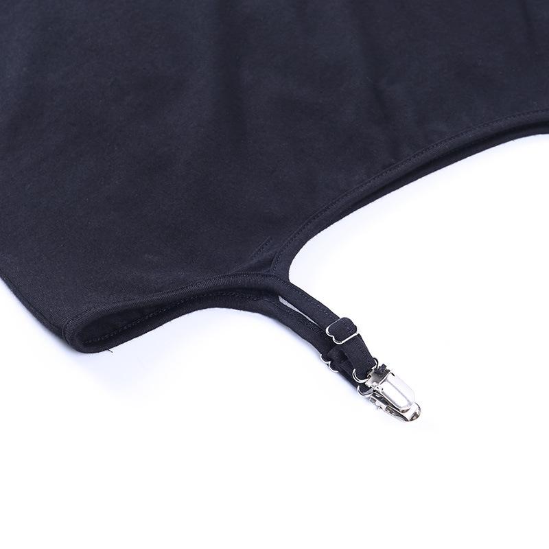 Elbise + Çorap 2PC Setleri Gotik Koyu Y2k Uzun Kollu Düz Renk Taban Elbise Seksi Uzun Kollu Toka Elbise