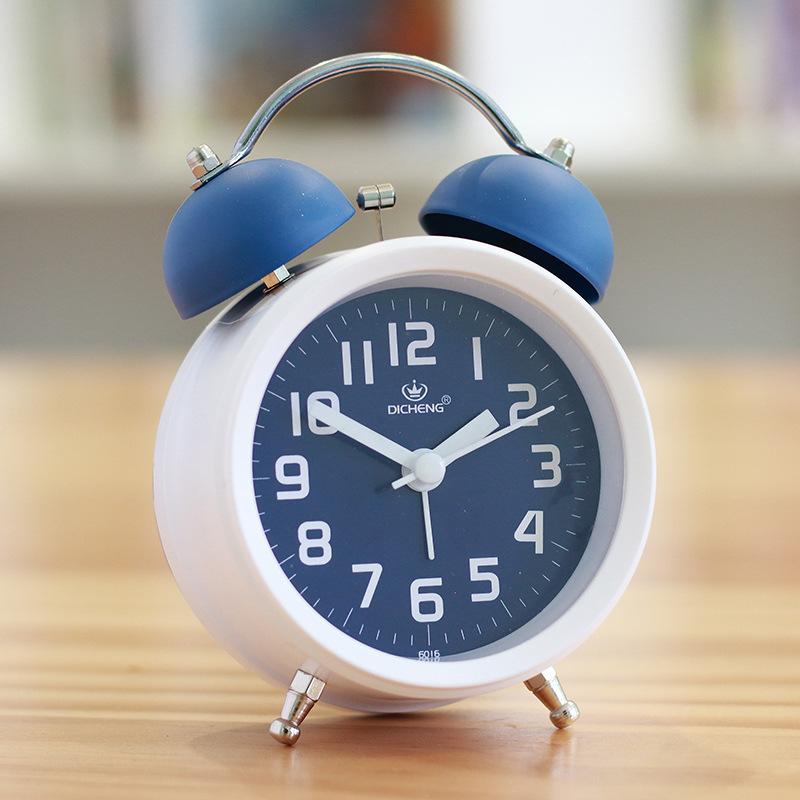 Nordic Style Fashionable and Simple Creativity Metal Ringing Alarm Clock Mute Alarm Clock Student Bedroom Luminous Clock Watch