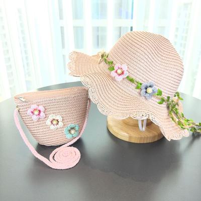 Cappello di Paglia da Bambina con Pizzo Floreale Coreano