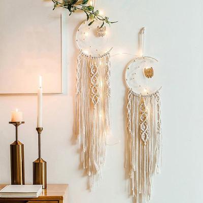 Pendurado Dream Catcher Handmade Bohemian Algodão Corda Borlas Estrela Lua Folha Coruja Quarto Arte Da Parede Decoração Pendurada Pingente