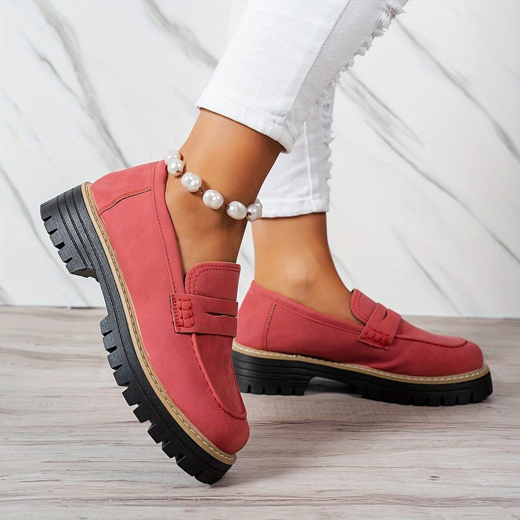Fashion 2025 New Autumn Loafers Large Size Casual British Style Shoes for Women Chunky Heel Flat Woman Shoes Retro Platform Sneakers