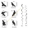 55KF 30Pcs Delicate Halloween Ceiling Swirls with Hanging Crows for Party Decoration