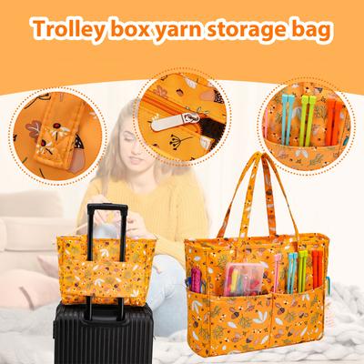 Travel Crochet Craft Project Bag for Crochet Hook and Knitting Accessories Knitting Bag Yarn Bag with Portable Handle