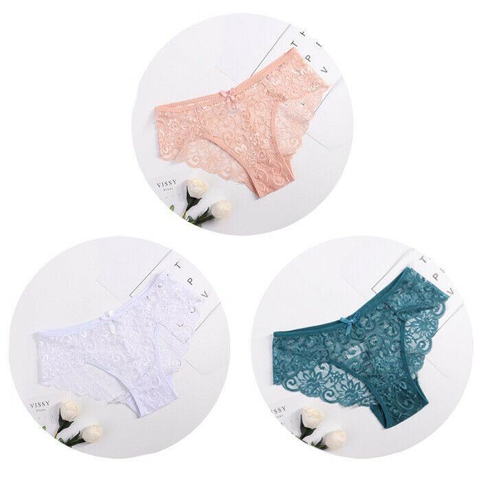 3 Pack Women's Lace French Knickers Briefs Ladies Flora Sexy Underwear Panties
