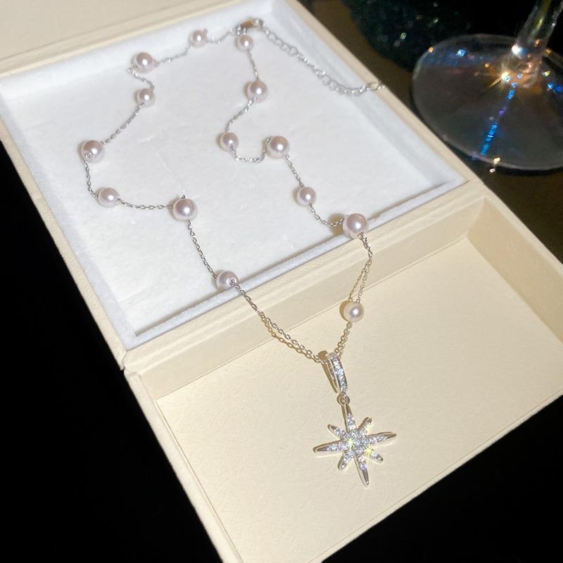 Super flash zircon mango pearl stud earrings necklace set, new light luxury and high-end sense, great-looking and exquisite jewelry.