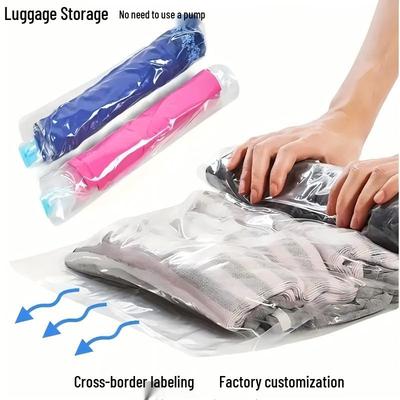 Portable Hand-Rolled Vacuum Compression Storage Bags for Travel