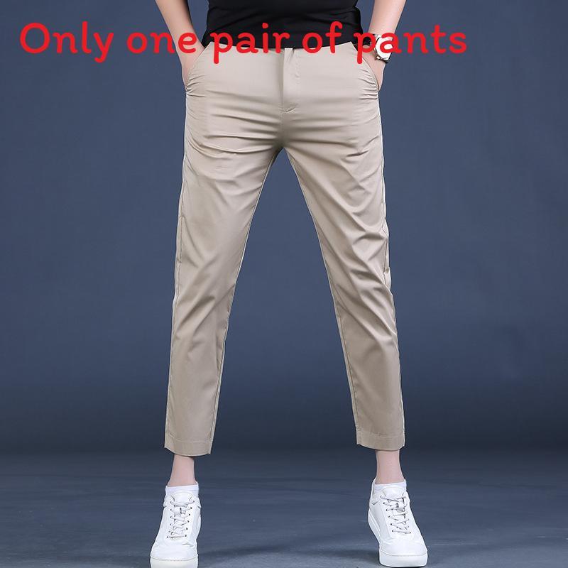 Young Men Summer Slim Fit Business Casual Pants With Stretch Cotton For Daily Wear