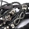 5-teiliges DIY-Set aus geflochtenen Metallarmbändern im Punk-Stil, mit Pu-Leder und Perlen